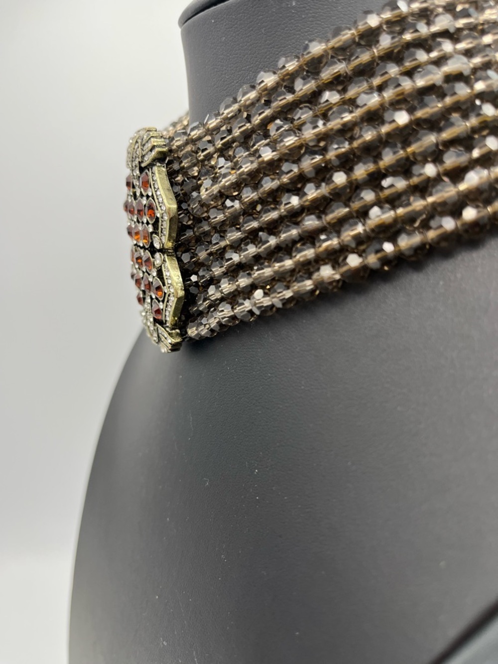 Heidi Daus Dazzling Swarovski Crystal Beaded Choker Necklace Brown NWOT - Picture 4 of 10